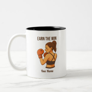 Earn The Win Boxen Mädchen Personalisierter Name Zweifarbige Tasse