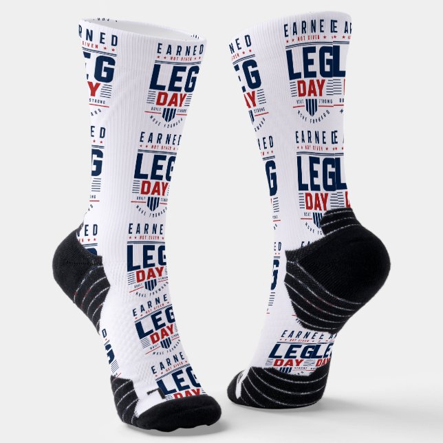 Earned Not Given Leg Day Gym Motivation Typografie Socken (Gewinkelt)