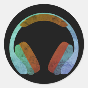 Earphones Emoji Runder Aufkleber