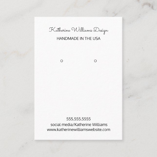 Earring-Anzeige | Handmade in USA Visitenkarte (Vorderseite)