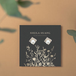 Earring Display Card ・ Earthy Floral Beige Gold