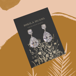 Earring Display Card ・ Earthy Floral Beige Gold