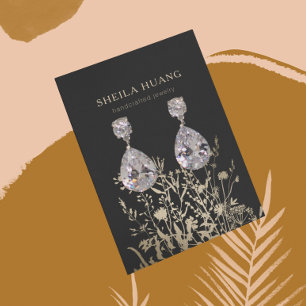 Earring Display Card ・ Earthy Floral Beige Gold