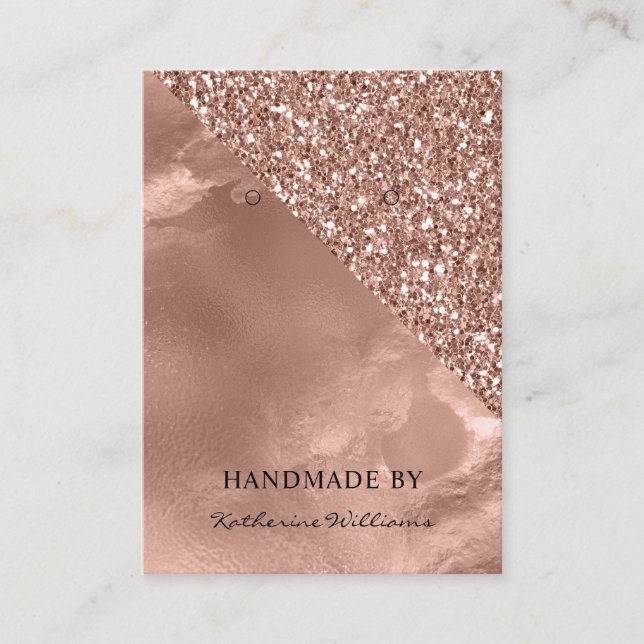 Earring Display Card | Rose Gold und Glitzer Visitenkarte (Vorderseite)