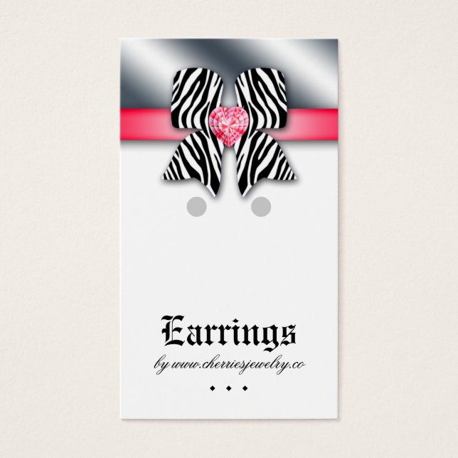 Earring Display Cards Niedlich Bow Heart Juwelier  (Vorderseite)