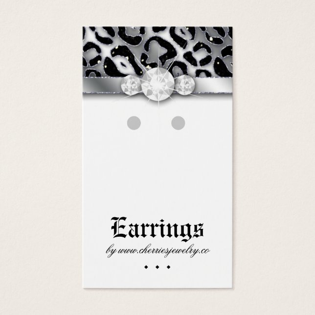Earring Display Cards Niedlich Leopard Sparkle Sch (Vorderseite)
