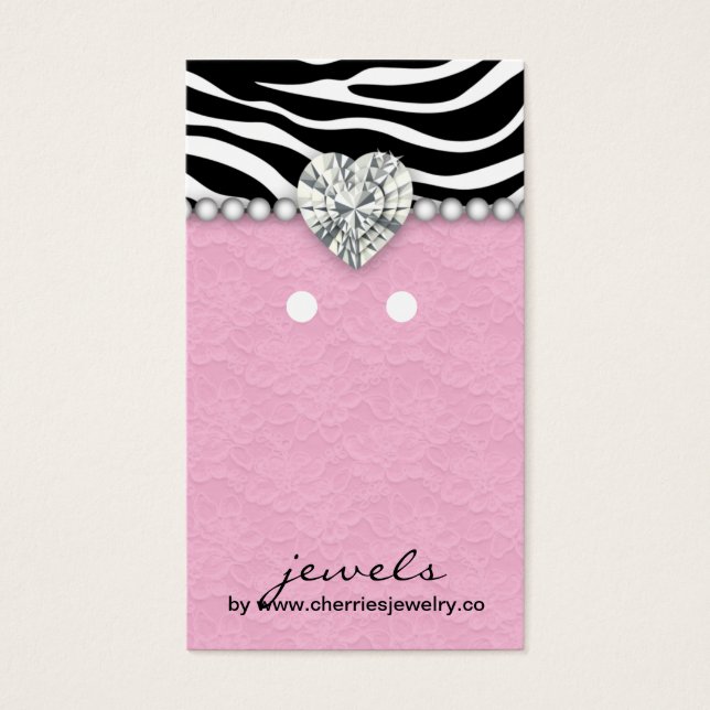 Earring Display Cards Niedlich Zebra Lace Juwelen (Vorderseite)