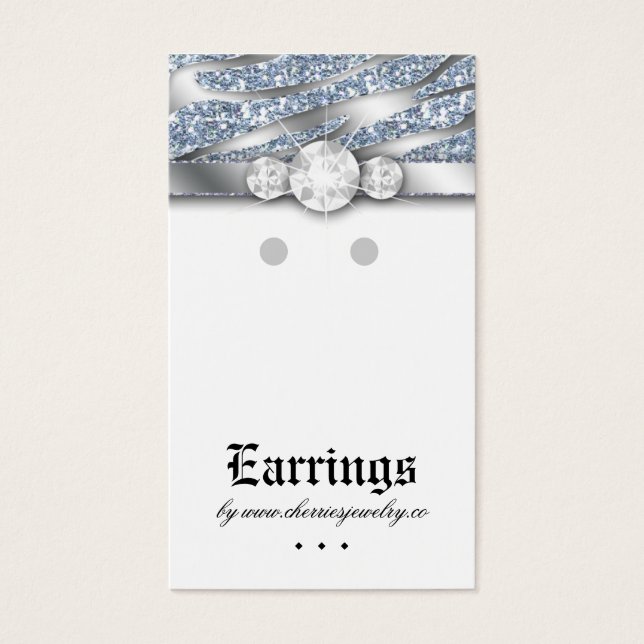 Earring Display Cards Niedlich Zebra Sparkle Schmu (Vorderseite)