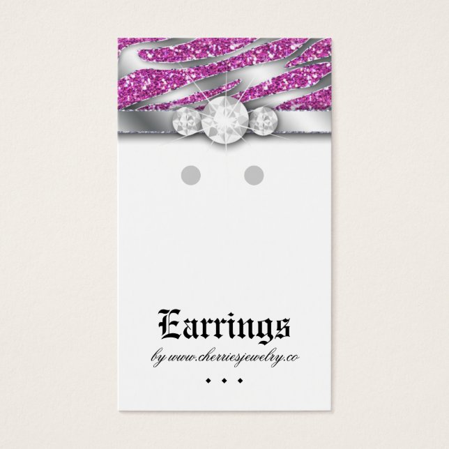 Earring Display Cards Niedlich Zebra Sparkle Schmu (Vorderseite)