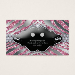 Earring Display Cards Schmuck Zebra Sparkle Pink