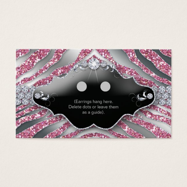 Earring Display Cards Schmuck Zebra Sparkle Pink (Vorderseite)