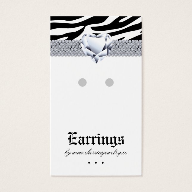 Earring Display Cards Zebra Heart Juwelen (Vorderseite)