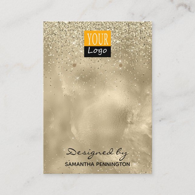 Earring Display Champagne Gold Imitate Foil Glitze Visitenkarte (Vorderseite)