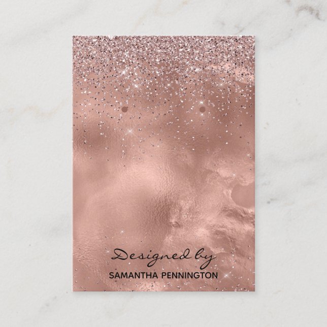 Earring Display Rose Gold Imitats Fossil & Glitzer Visitenkarte (Vorderseite)