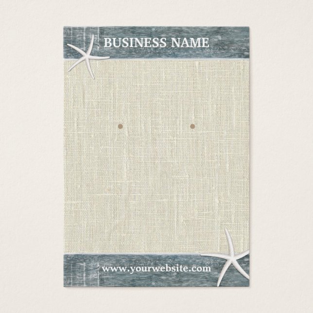 Earring Display Rustic Burlap & Wood Starfish (Vorderseite)