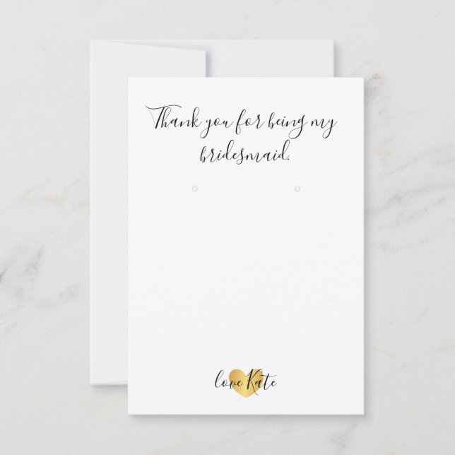 "Earring Holder"/Dankeschön-Karte - Herz Glam Gold Einladung (Vorderseite)