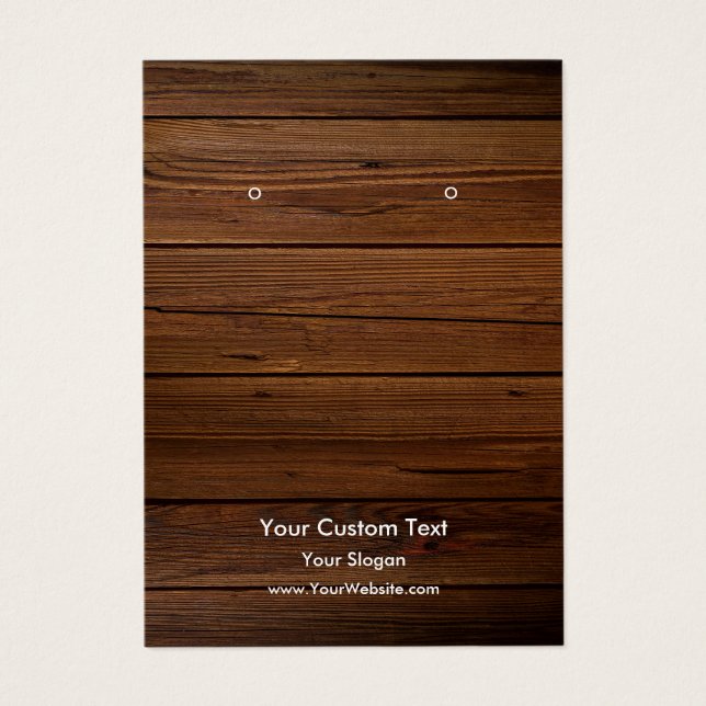 Earring Jewellery Display Card, Rustic Wood Ring (Vorderseite)