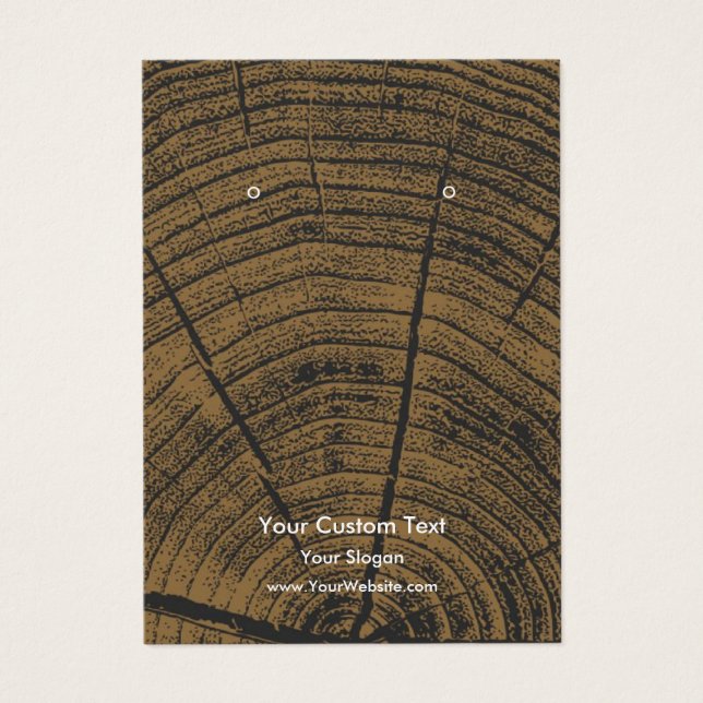 Earring Jewellery Display Card, Rustic Wood Ring (Vorderseite)