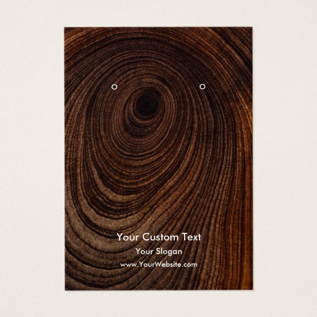 Earring Jewellery Display Card, Rustic Wood Ring (Vorderseite)