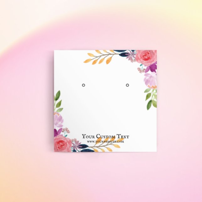 Earring Jewelry Display Holder ・ Watercolor Floral Quadratische Visitenkarte (Von Creator hochgeladen)