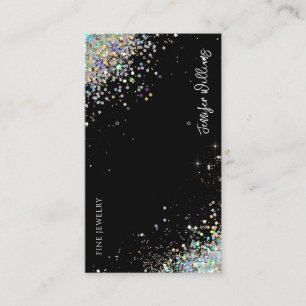 Earring Jewelry Holographic Glitzer Black Display Visitenkarte