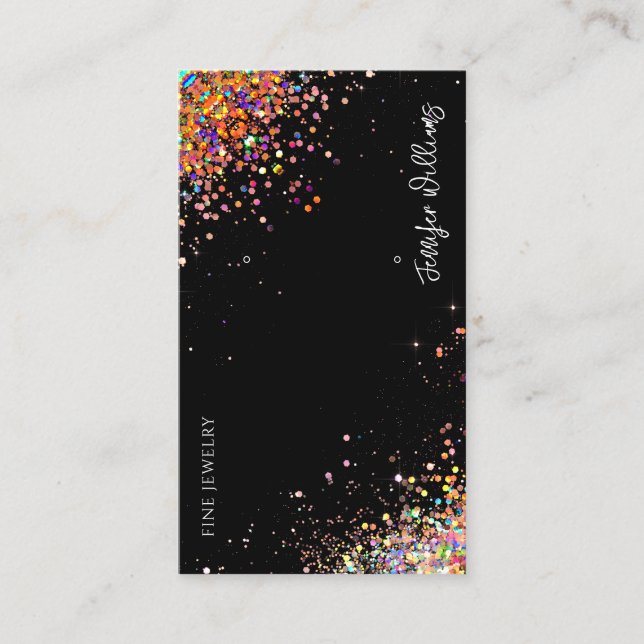 Earring Jewelry Holographic Glitzer Black Display Visitenkarte (Vorderseite)
