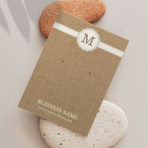 Earring & Jewelry Rustic Burlap Display Card