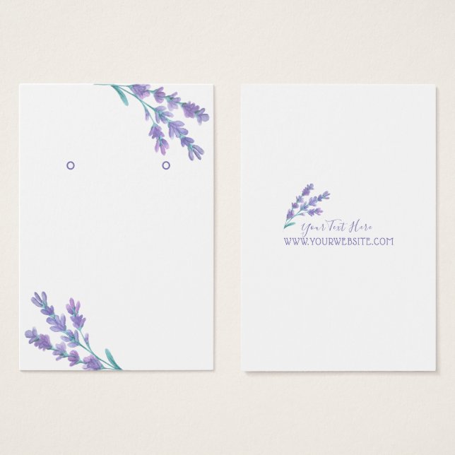 Earring Juwelier Display Card ・ Lavendel Blume (Vorne & Hinten)