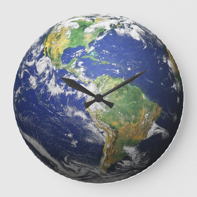 Earth - 3D Effect Große Wanduhr (Vorderseite)