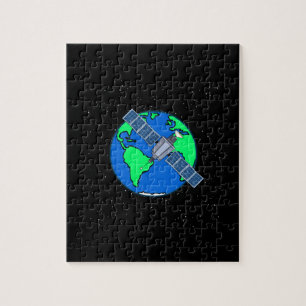 Earth and satellite in space puzzle