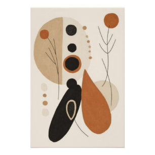 Earth Balance I   Moderne abstrakte botanische Geo Poster