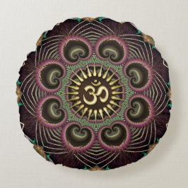 Earth Blume Fraktal Energy Mandala Om Symbol Rundes Kissen