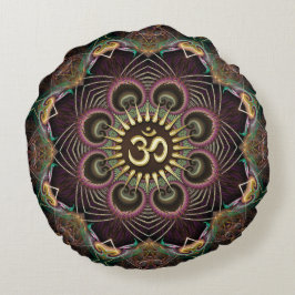 Earth Blume Fraktal Energy Mandala Om Symbol Rundes Kissen