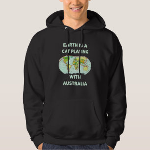 Earth Cat Playing mit Kugelform Australien Geogra Hoodie