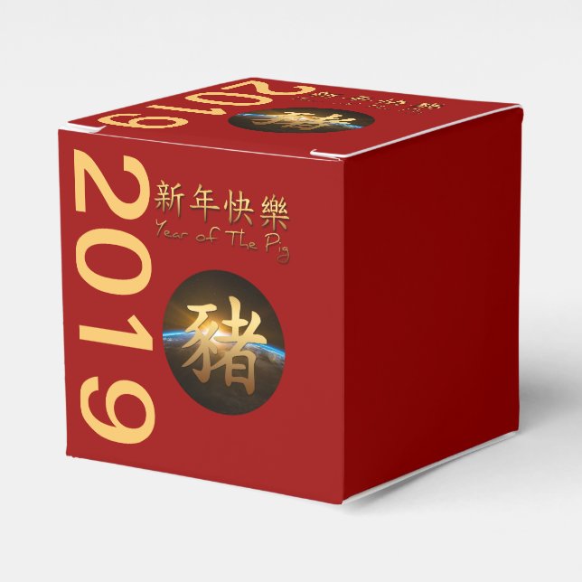 Earth Chinese Pig Year 2019 Cube Fevor Geschenkbox Geschenkschachtel (Vorderseite)