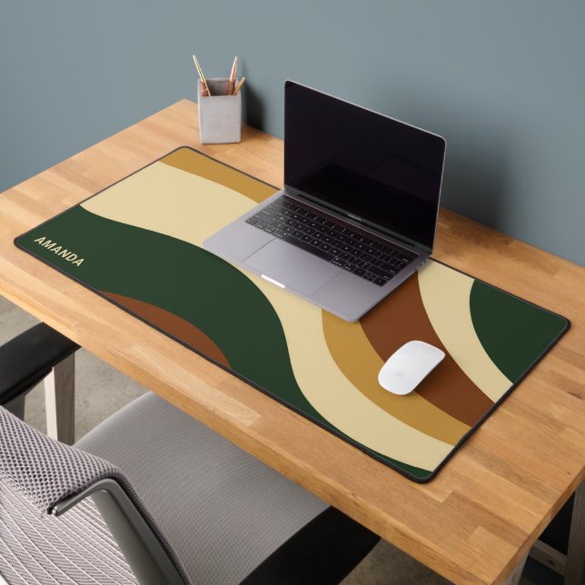 Earth colors wavy lines modern design monogram schreibtischunterlage (Büro 2)