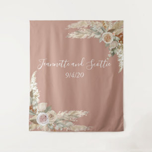 Earth Colors Wedas Pampas Grass Tan Rose Tapest Wandteppich