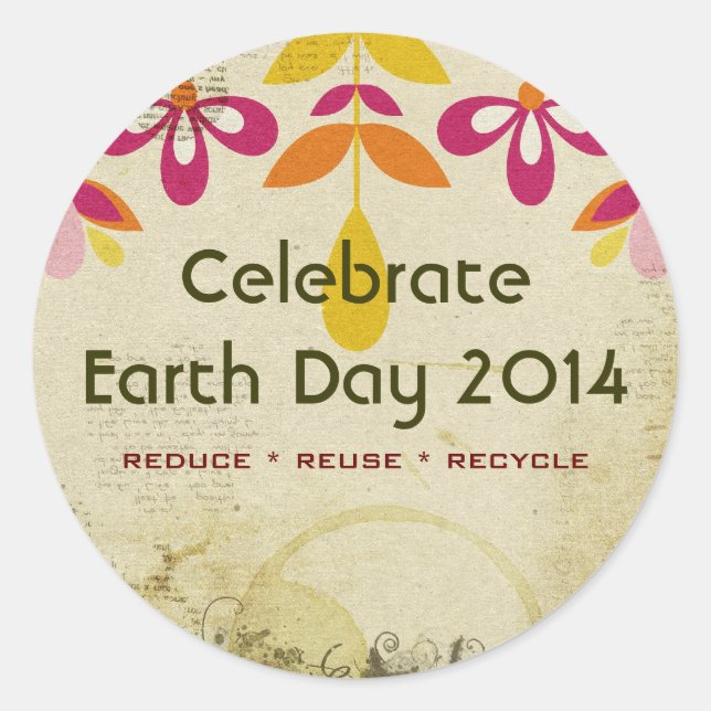 Earth Day 2014 Floral Abstrakt Stickers (Vorderseite)