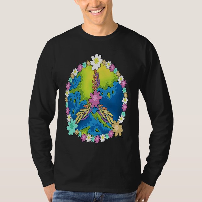 Earth Day 2022 Flowers Peace Sign  For Girls Boys T-Shirt (Vorderseite)