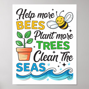 Earth Day 2025 Gerettet Bienen Pflanze Bäume Saube Poster