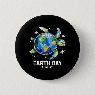 Earth Day 2025 Restore Earth Sea Turtle Art Rett T Button