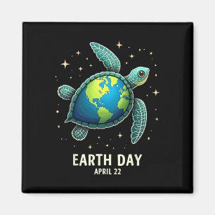 Earth Day 2025 Restore Earth Sea Turtle Art Rett T Magnet