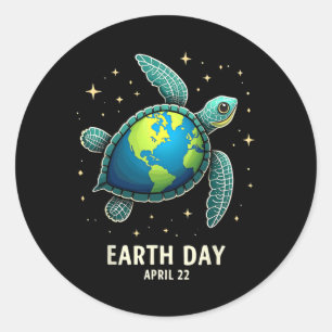 Earth Day 2025 Restore Earth Sea Turtle Art Rett T Runder Aufkleber