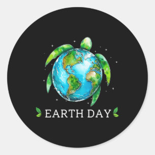 Earth Day 2025 Restore Earth Sea Turtle Art Rett T Runder Aufkleber