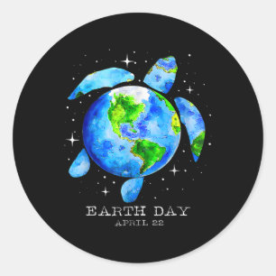 Earth Day 2025 Restore Earth Sea Turtle Art Rett T Runder Aufkleber