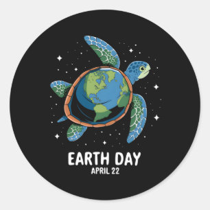 Earth Day 2025 Restore Earth Sea Turtle Art Rett T Runder Aufkleber