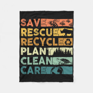 Earth Day 2025 Rett Bees Rescue Animals Recycle Pl Fleecedecke