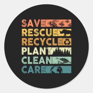 Earth Day 2025 Rett Bees Rescue Animals Recycle Pl Runder Aufkleber