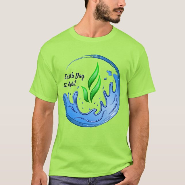 Earth Day 2025 Unser Power Unser Planet-Wappen T-Shirt (Vorderseite)