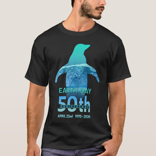 Earth Day 50th Anniversary Penguin Silhouette T-Shirt (Vorderseite)